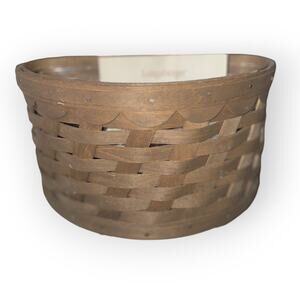 Longaberger Half Moon SCALLOP Pocket Wall Hanging Dark Stain Basket with liner